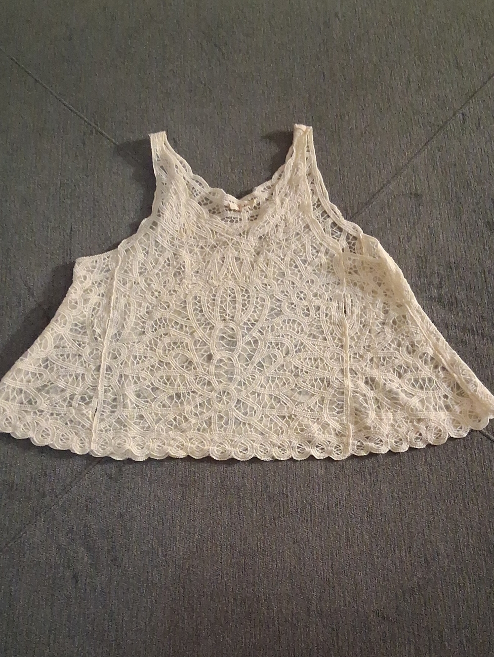 Women's Nabee Ivory Crochet Lace Tank Top